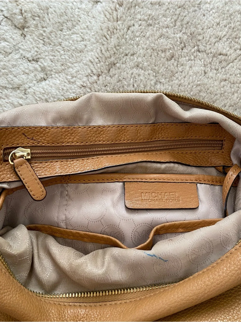 Michael Kors Caramel Brown Pebbled Leather Hobo
